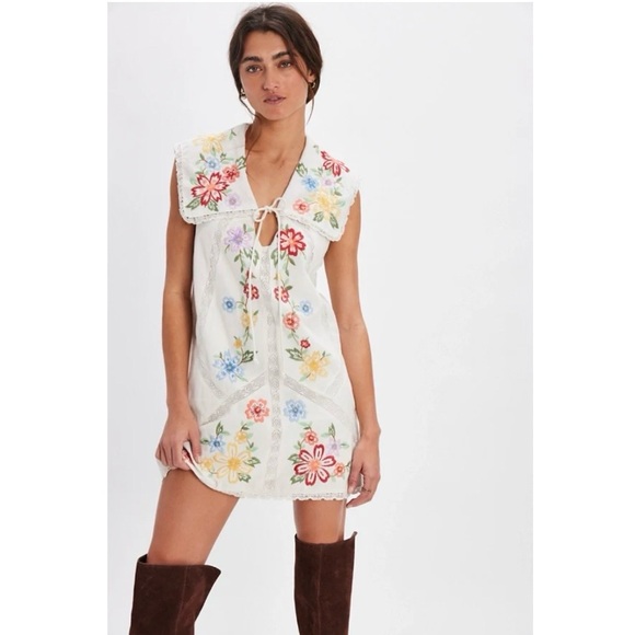 Free People Willow Embroidered Floral Mini Dress - Picture 12 of 14